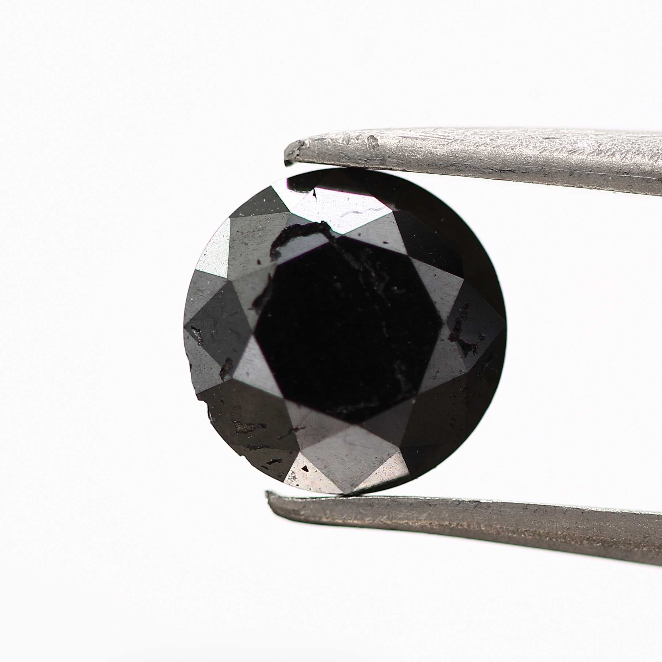 1.37 Carat Fancy Black Round Brilliant Cut Natural Loose Diamond